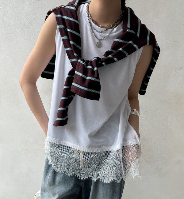  「【セットアップ可能】裾レースタンク」|Tシャツ・カットソー|