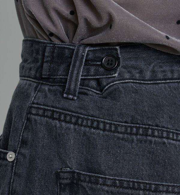  「【2サイズ展開/低身長サイズ/ウエスト調節可】カーブステッチデニム」|デニム|