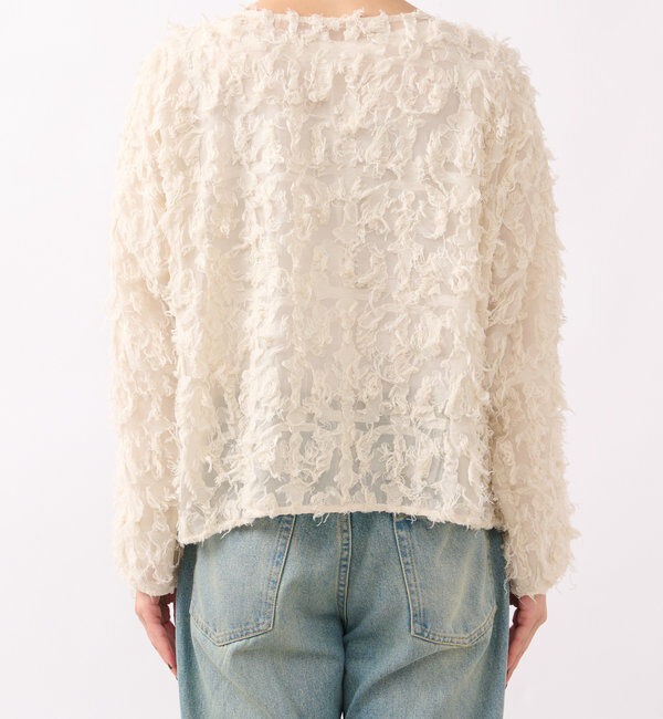  「【オケージョンにも◎】カットジャガードシアーブラウス」|シャツ・ブラウス|