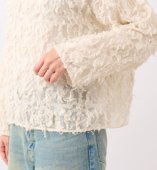  「【オケージョンにも◎】カットジャガードシアーブラウス」|シャツ・ブラウス|