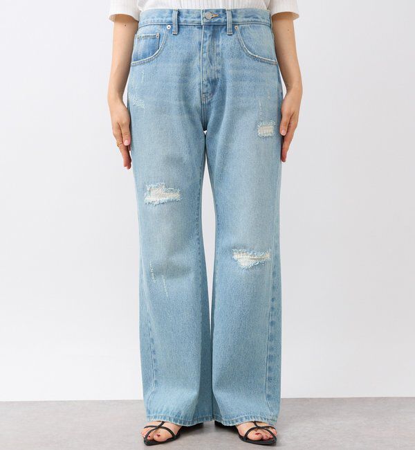  「【MONN.:.(モン)】セミフレアリペアデニム」|デニム|