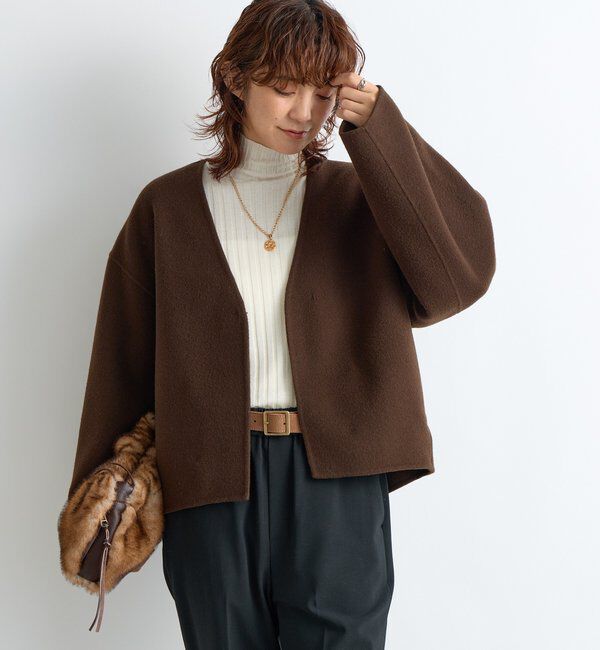  「【上品見え】ウールリバーショートコート」|その他|