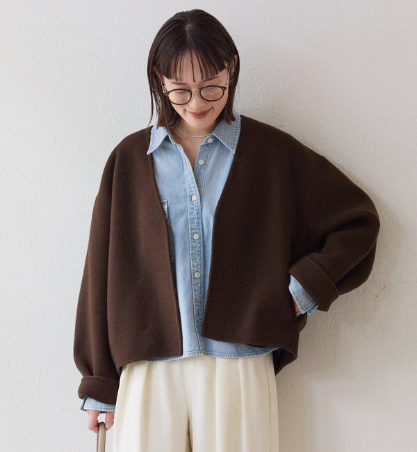  「【上品見え】ウールリバーショートコート」|その他|