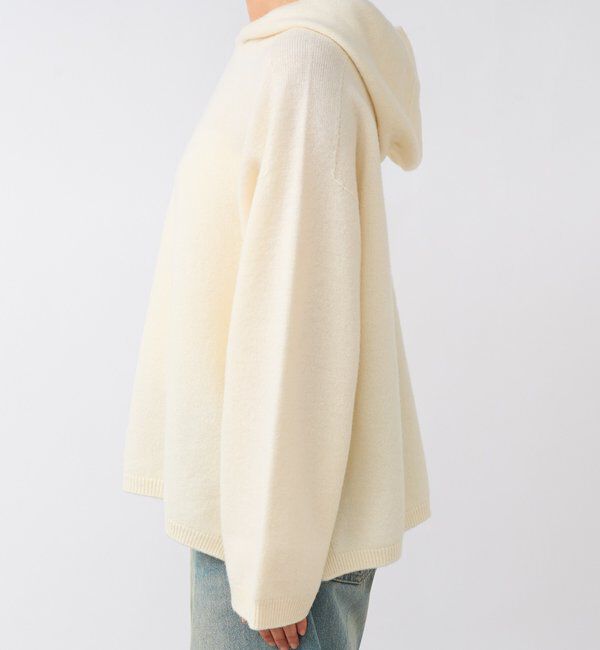  「【フードがアクセントに】ウール100ホールガーメントフーディ」|ニット・セーター|