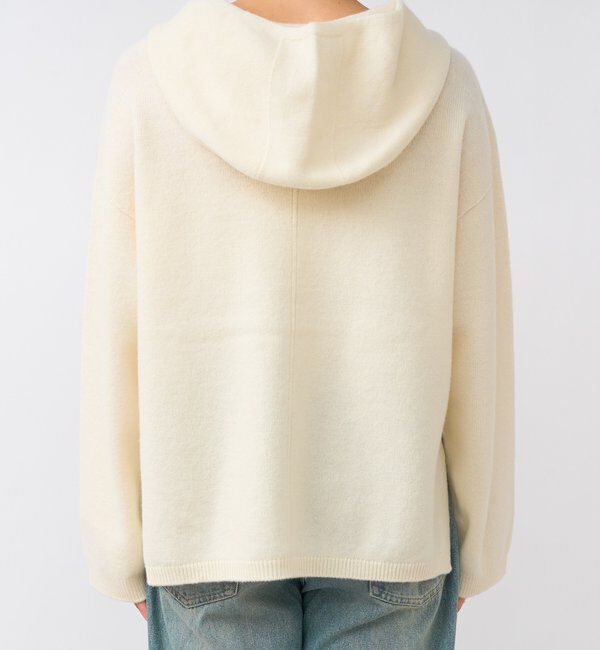  「【フードがアクセントに】ウール100ホールガーメントフーディ」|ニット・セーター|