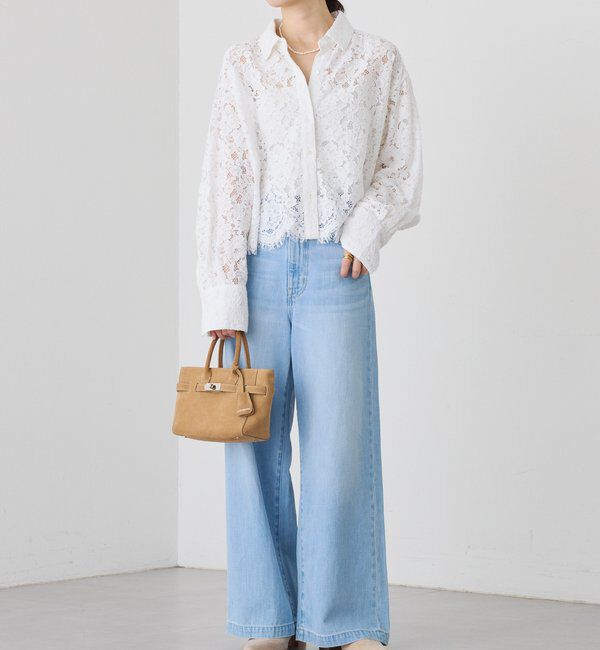  「【女性らしい抜け感】レースクロップドシャツ」|シャツ・ブラウス|