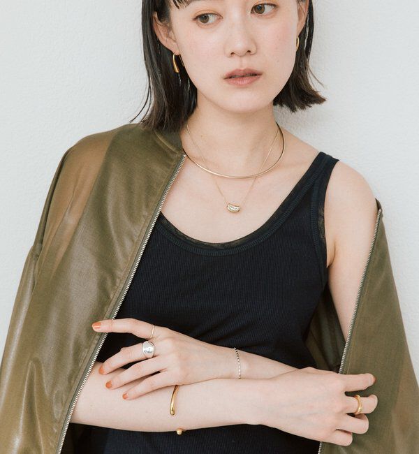  「【フェミニンなムードを演出】チュールリブタンクトップ」|キャミソール|