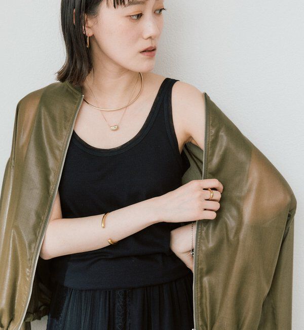  「【フェミニンなムードを演出】チュールリブタンクトップ」|キャミソール|