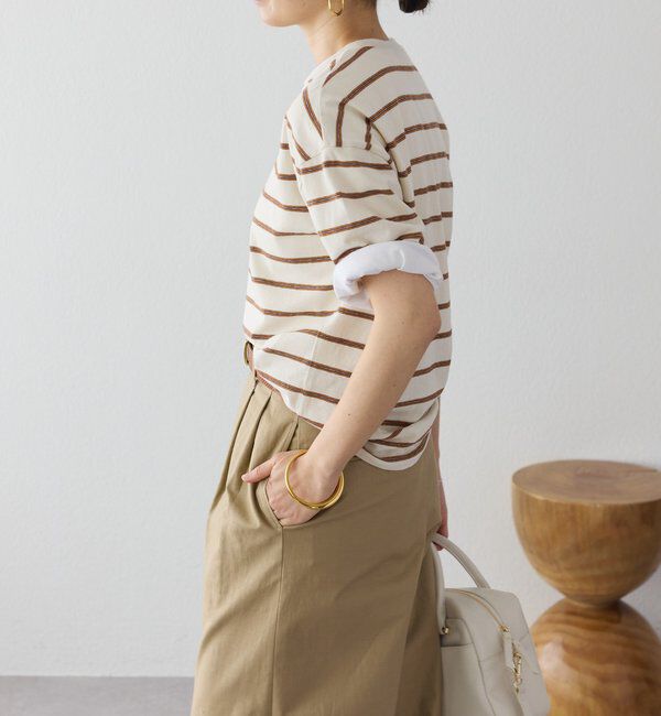  「【大人のボーダーTシャツ】マルチボーダーゴブソデTee」|Tシャツ・カットソー|