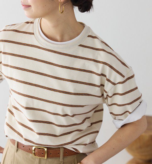  「【大人のボーダーTシャツ】マルチボーダーゴブソデTee」|Tシャツ・カットソー|