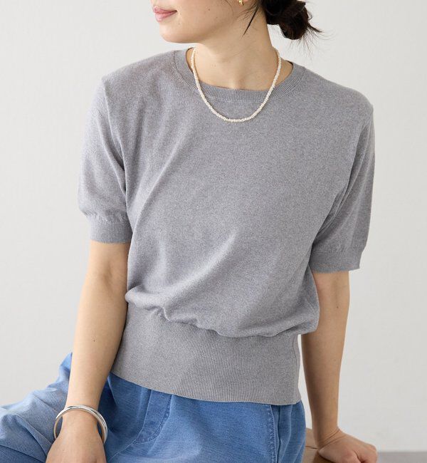  「予約【A・MONN(アモン)】HALF SLEEVE KNIT」|ニット・セーター|