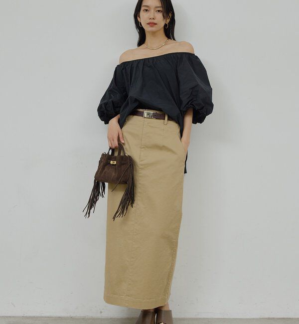  「【CHIKAコラボサイズ】チノストレッチスカート」|スカート|