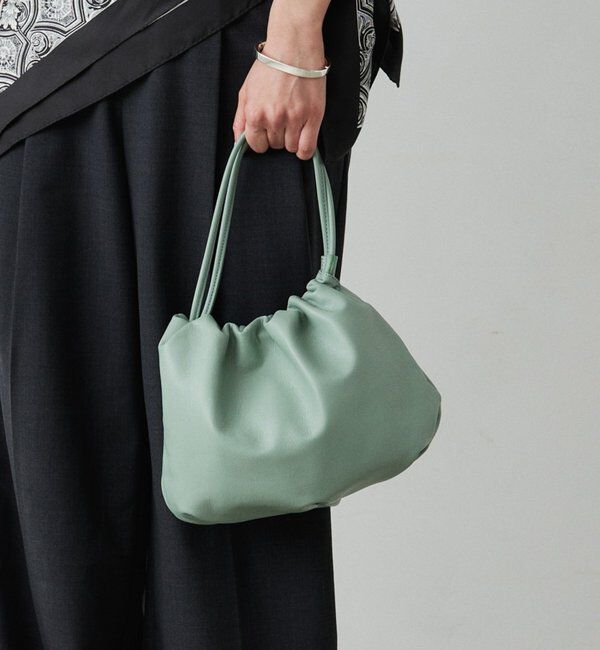  「レザー巾着4WAYショルダーバッグ」|ショルダー・メッセンジャー|グリーン