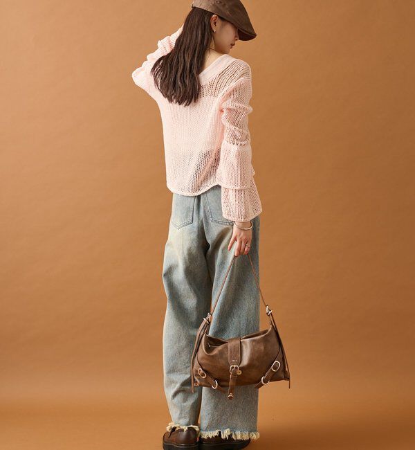  「フリルスリーブメッシュカーデ」|カーディガン|