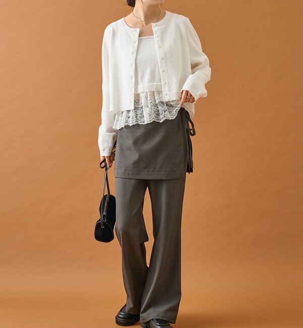  「ブークレ裾レースカーデセット」|カーディガン|