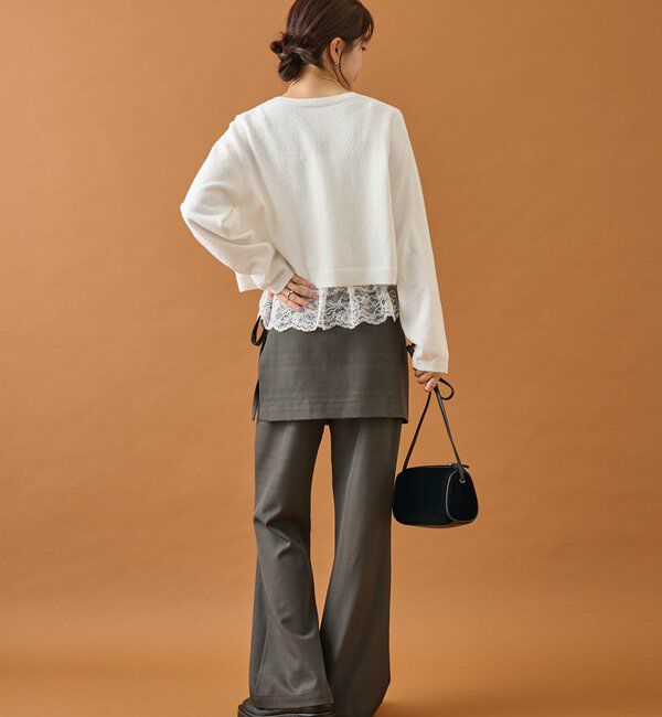  「ブークレ裾レースカーデセット」|カーディガン|