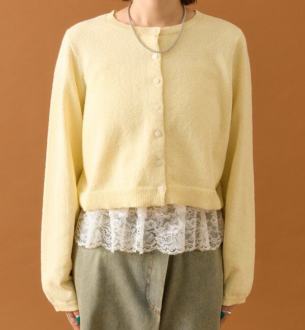  「ブークレ裾レースカーデセット」|カーディガン|