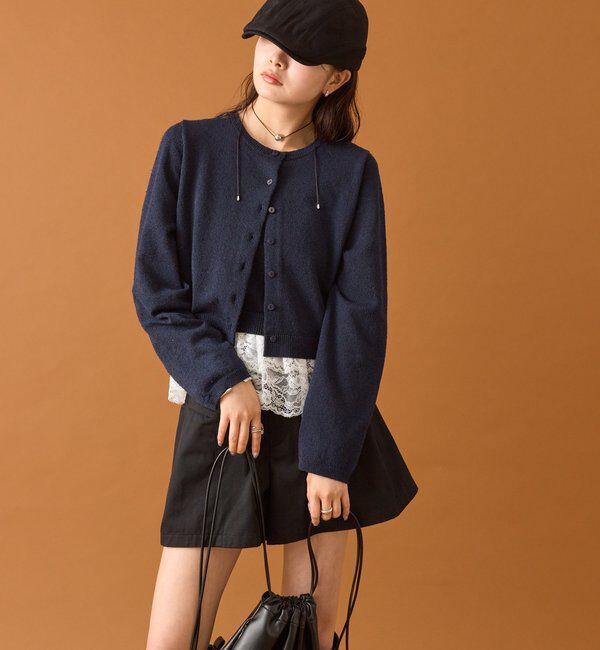  「ブークレ裾レースカーデセット」|カーディガン|