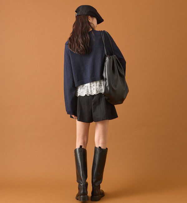  「ブークレ裾レースカーデセット」|カーディガン|