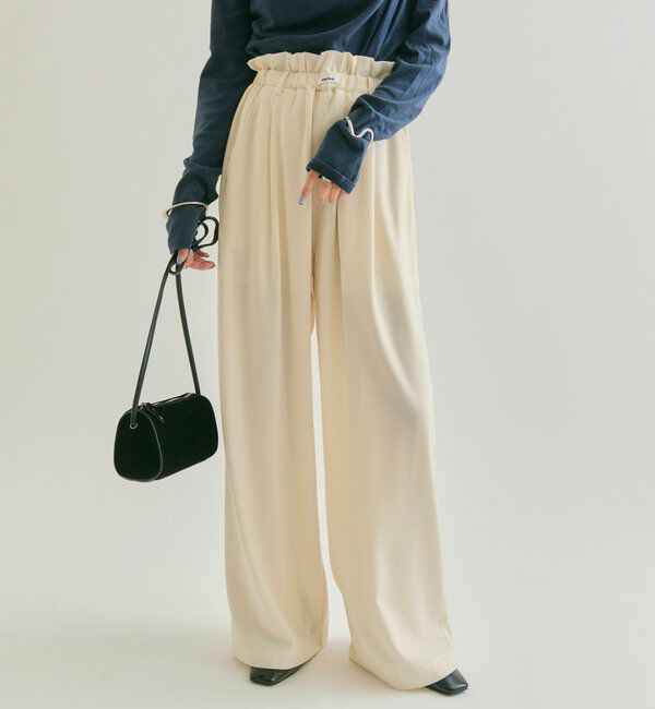  「【オールシーズン対応/WEB限定アイボリー】フリルイージーパンツ」|チノ|