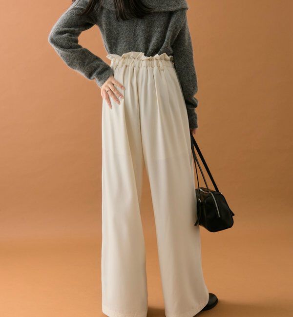  「【オールシーズン対応/WEB限定アイボリー】フリルイージーパンツ」|チノ|