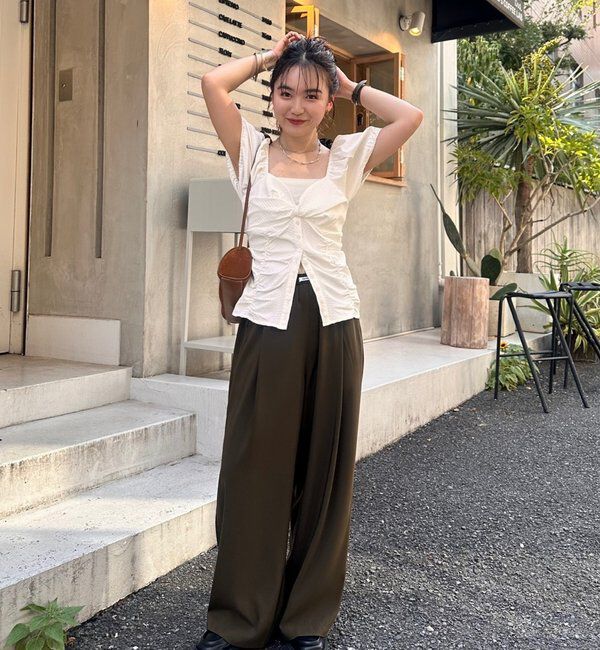  「【オールシーズン対応/WEB限定アイボリー】フリルイージーパンツ」|チノ|