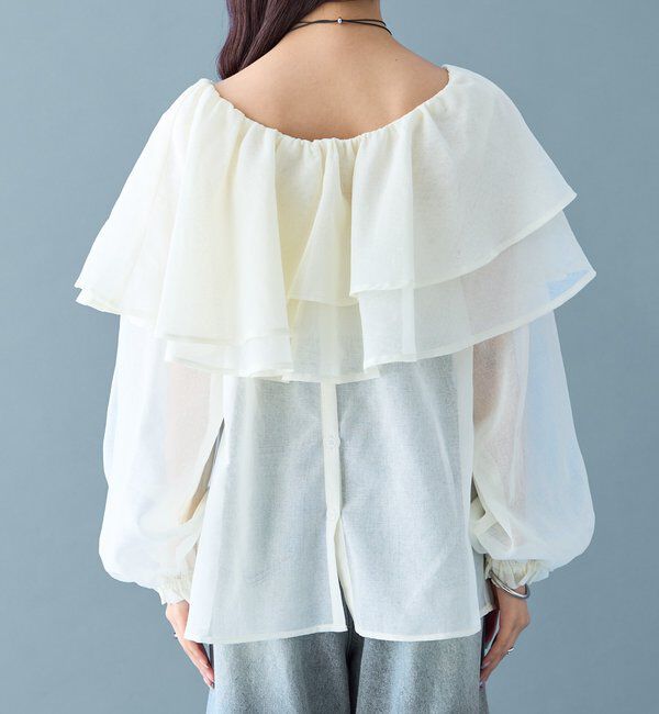  「シアーフリル長袖ブラウス」|シャツ・ブラウス|