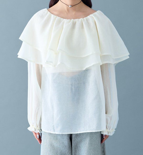  「シアーフリル長袖ブラウス」|シャツ・ブラウス|