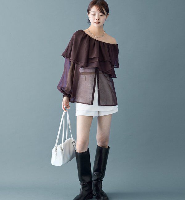  「シアーフリル長袖ブラウス」|シャツ・ブラウス|