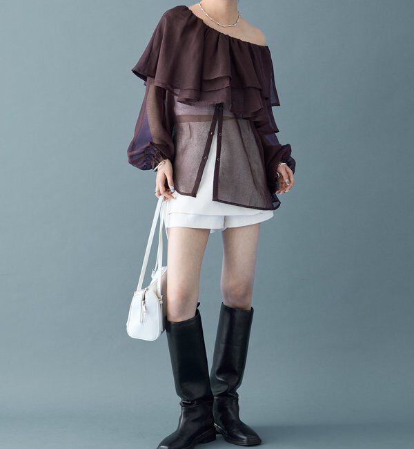  「シアーフリル長袖ブラウス」|シャツ・ブラウス|