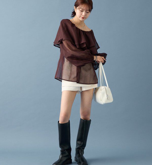  「シアーフリル長袖ブラウス」|シャツ・ブラウス|