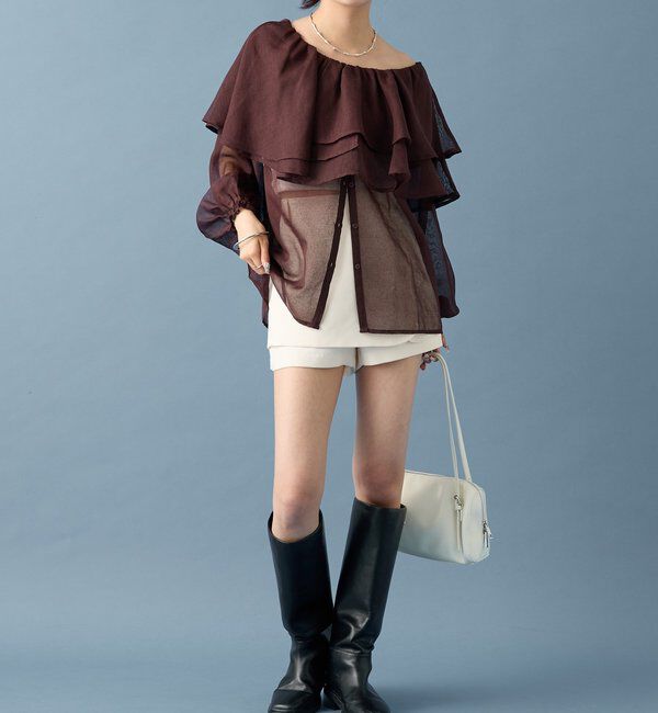  「シアーフリル長袖ブラウス」|シャツ・ブラウス|