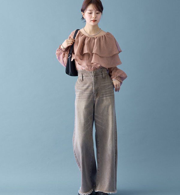  「シアーフリル長袖ブラウス」|シャツ・ブラウス|