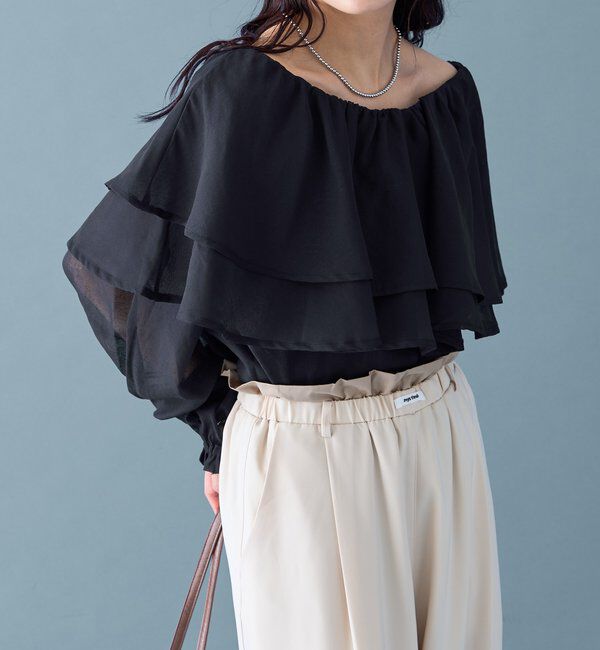  「シアーフリル長袖ブラウス」|シャツ・ブラウス|