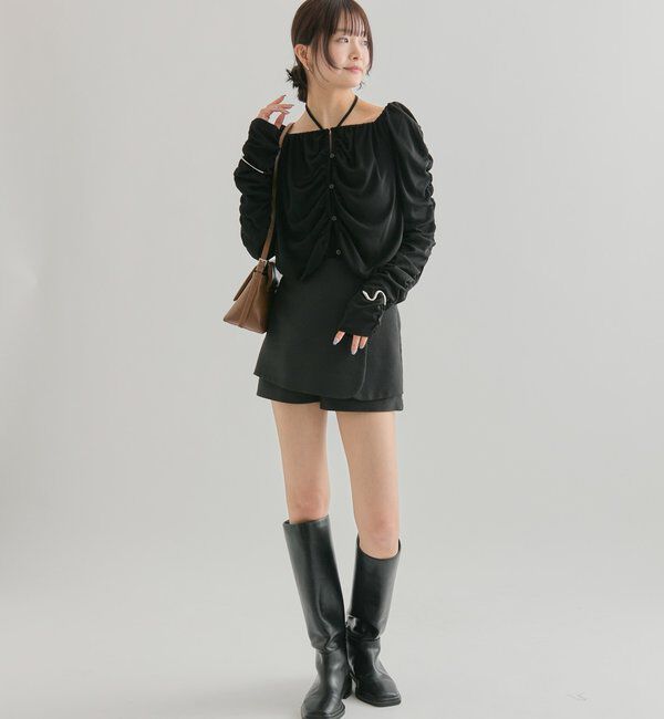  「スクエアネック シャーリングカーディガン」|Tシャツ・カットソー|