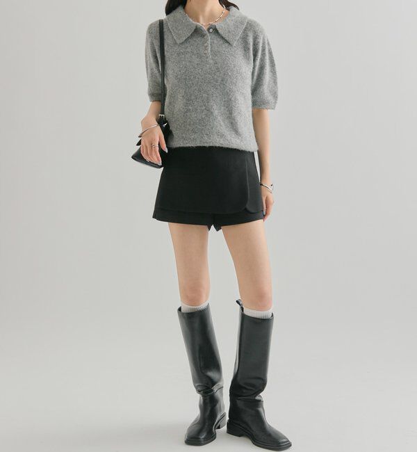  「衿付き半袖ニット」|ニット・セーター|