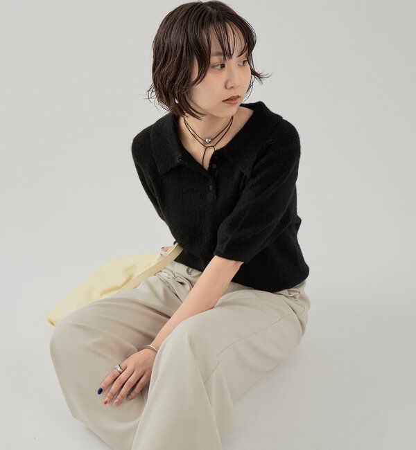  「衿付き半袖ニット」|ニット・セーター|