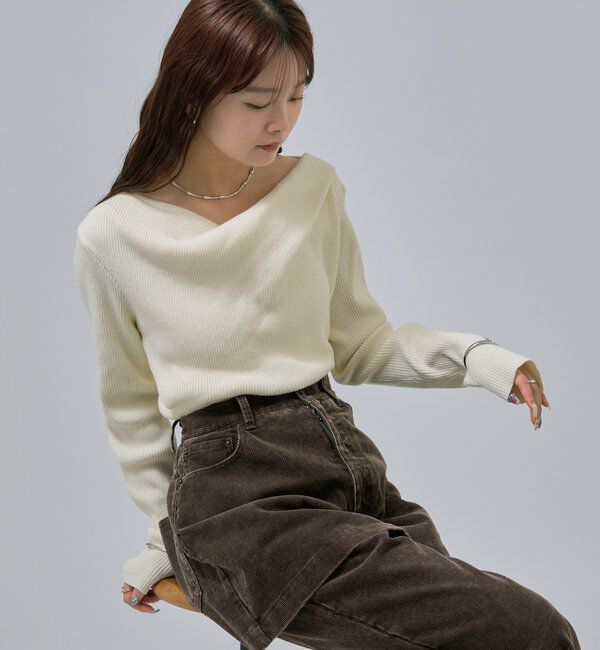  「オフショルリブニット」|ニット・セーター|