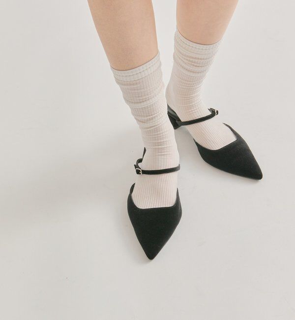  「ポインテッドトゥ ベロアパンプス」|パンプス|