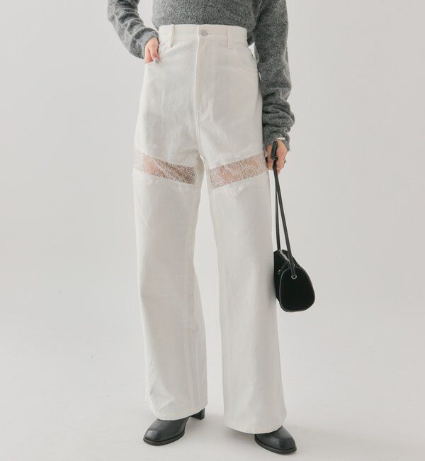  「レース切替デニム」|デニム|