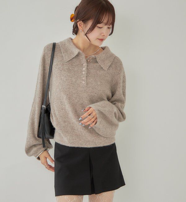  「襟付きロングスリーブニット」|ニット・セーター|