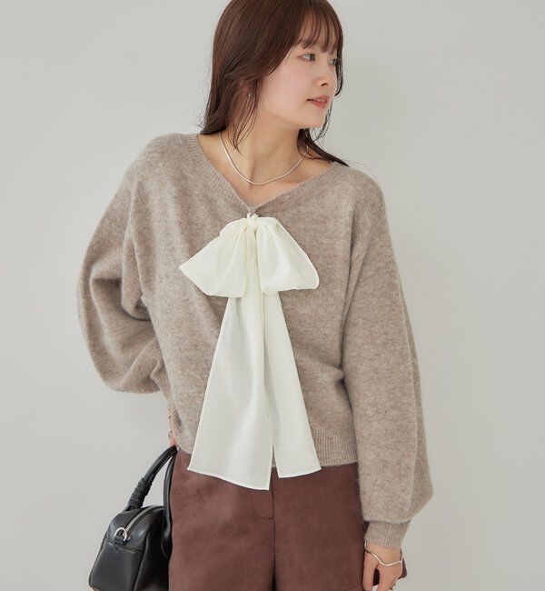  「リボン付きニット プルオーバー」|ニット・セーター|