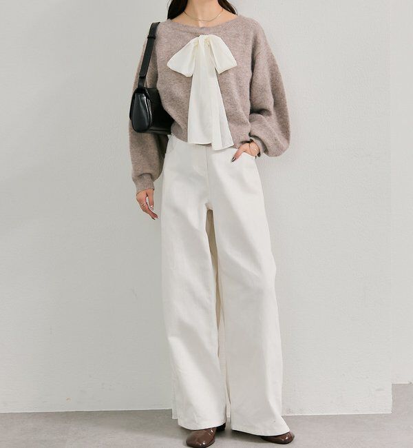  「リボン付きニット プルオーバー」|ニット・セーター|