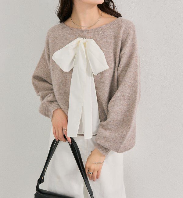  「リボン付きニット プルオーバー」|ニット・セーター|
