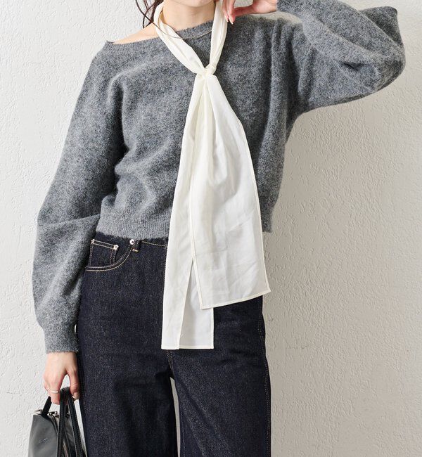  「リボン付きニット プルオーバー」|ニット・セーター|