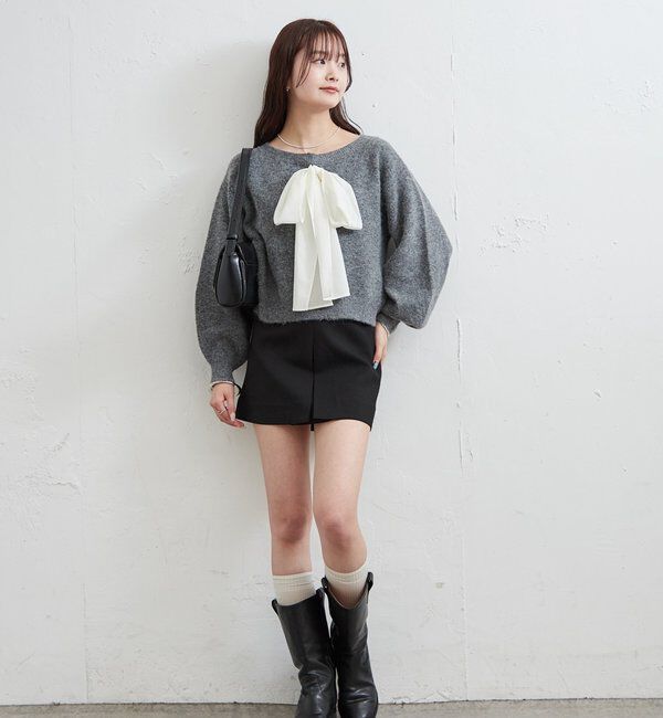  「リボン付きニット プルオーバー」|ニット・セーター|