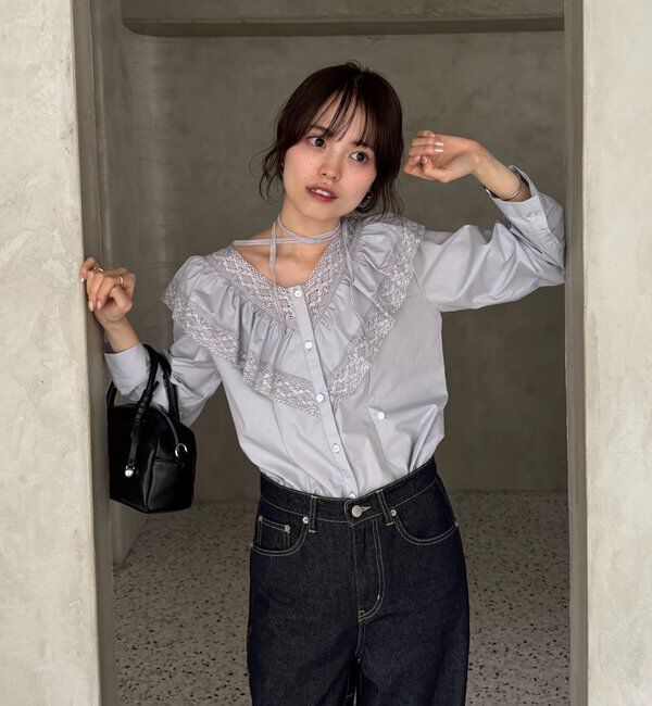  「【@lily.s_y企画】Vフリルシェイプブラウス」|シャツ・ブラウス|