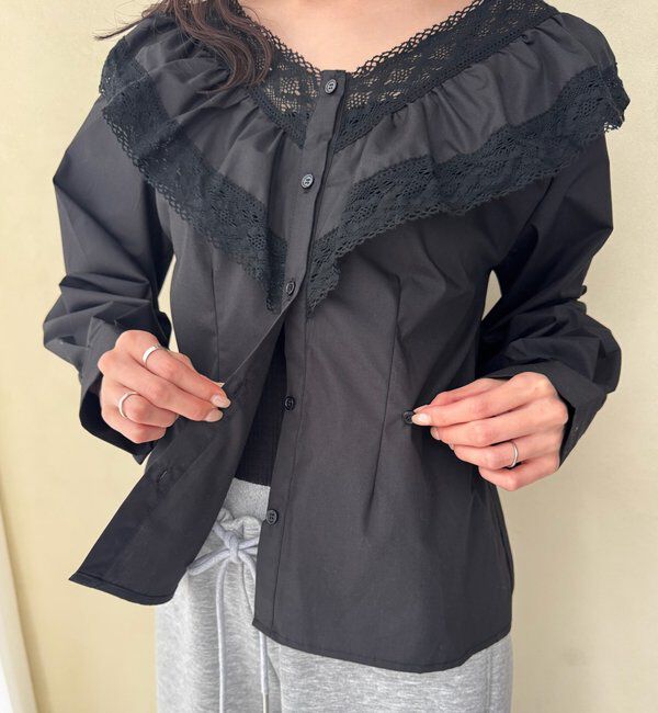  「【@lily.s_y企画】Vフリルシェイプブラウス」|シャツ・ブラウス|