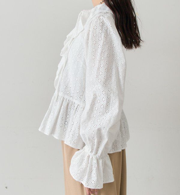  「フラワー刺繍フリルブラウス」|シャツ・ブラウス|