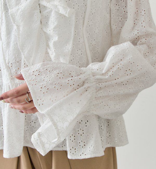  「フラワー刺繍フリルブラウス」|シャツ・ブラウス|